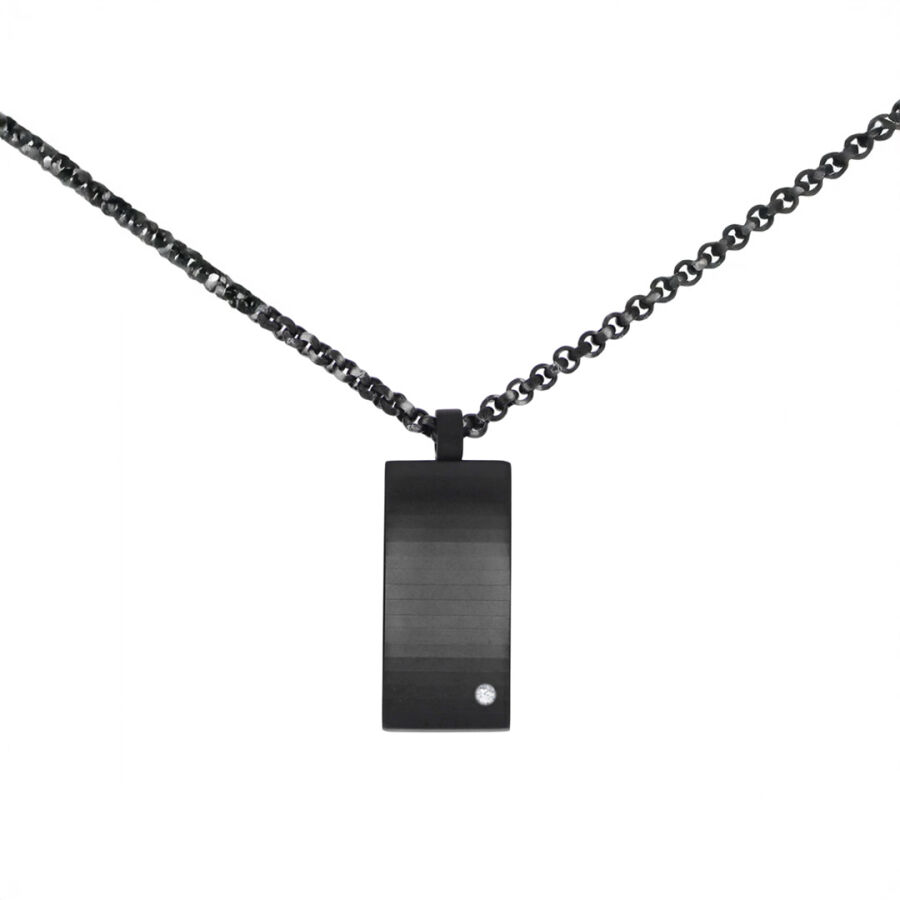 0.03 Carat Diamond Steel Men's Pendant - 1