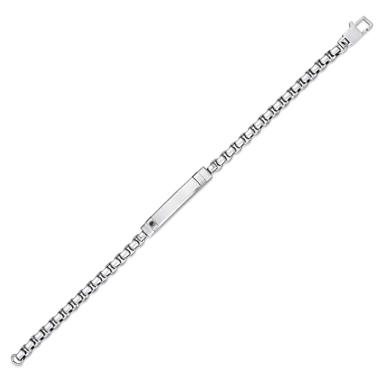 0.05 carat Black Diamond Stainless Steel Man Bracelet - 2