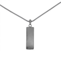 قلادة ستيل رجالية مرصعة بالألماس 0.08 قيراط - Zen Diamond