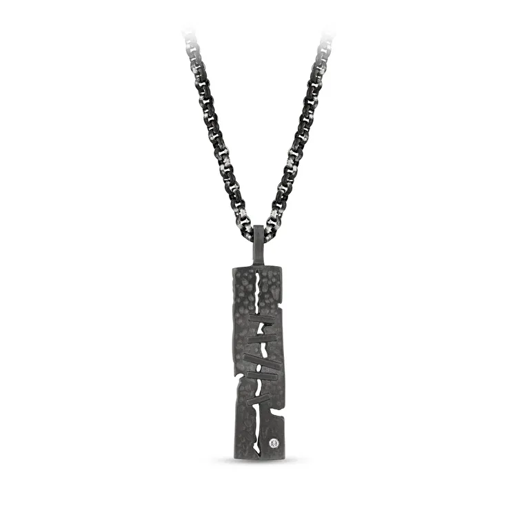 0.02 Carat Diamond Steel Men's Pendant - 1