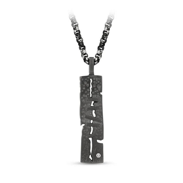 0.02 Carat Diamond Steel Men's Pendant - 2