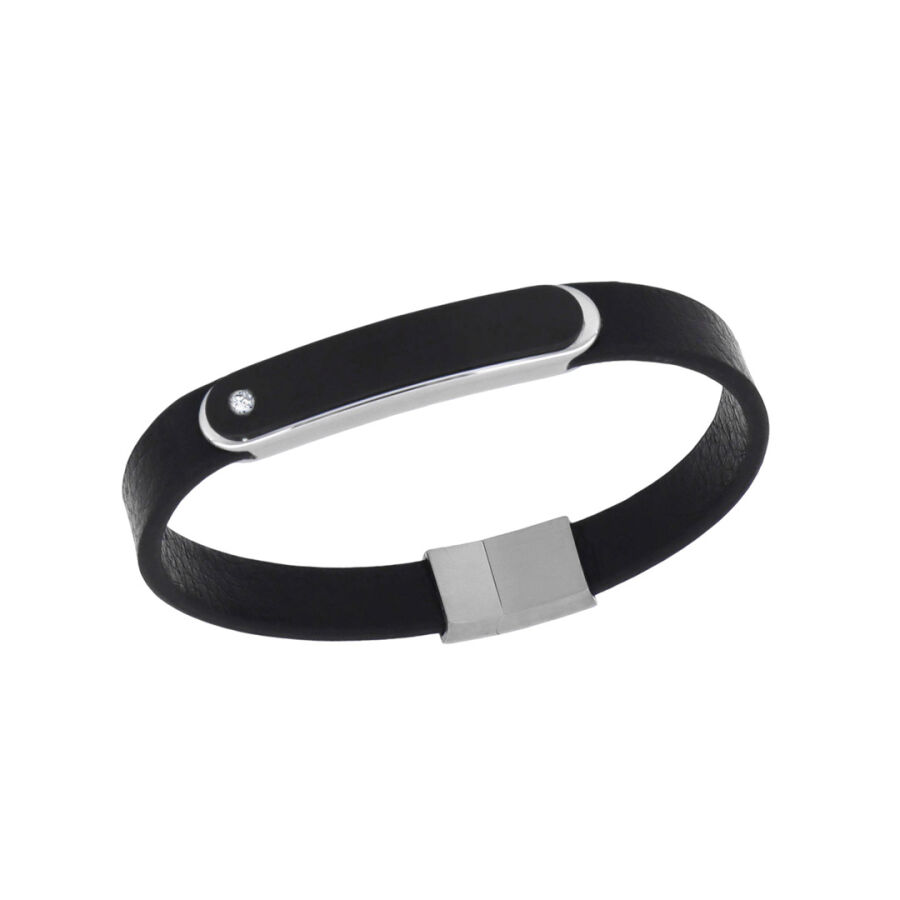 0.03 Carat Diamond Stainless Steel Man Bracelet - 1