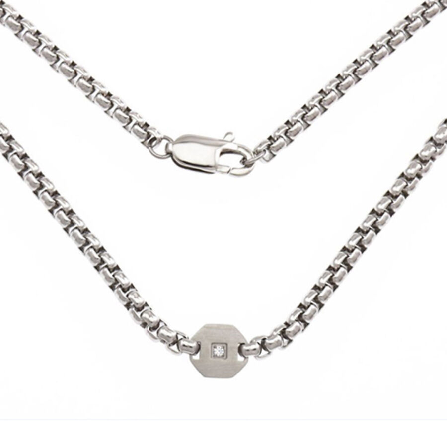 0.03 Carat Diamond Steel Men's Pendant - 2