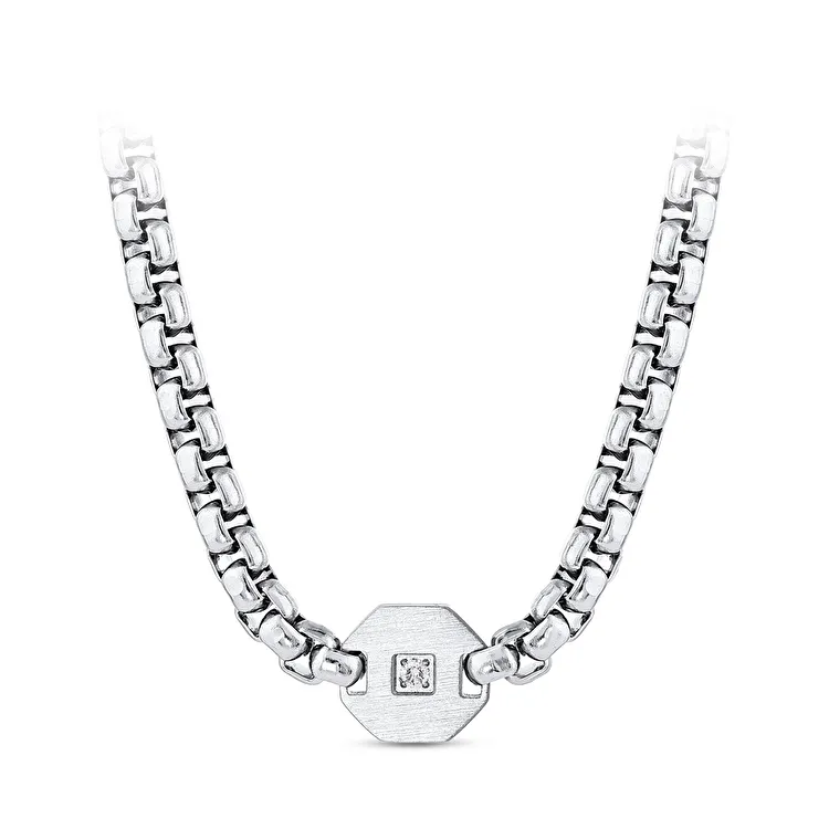0.03 Carat Diamond Steel Men's Pendant - 3