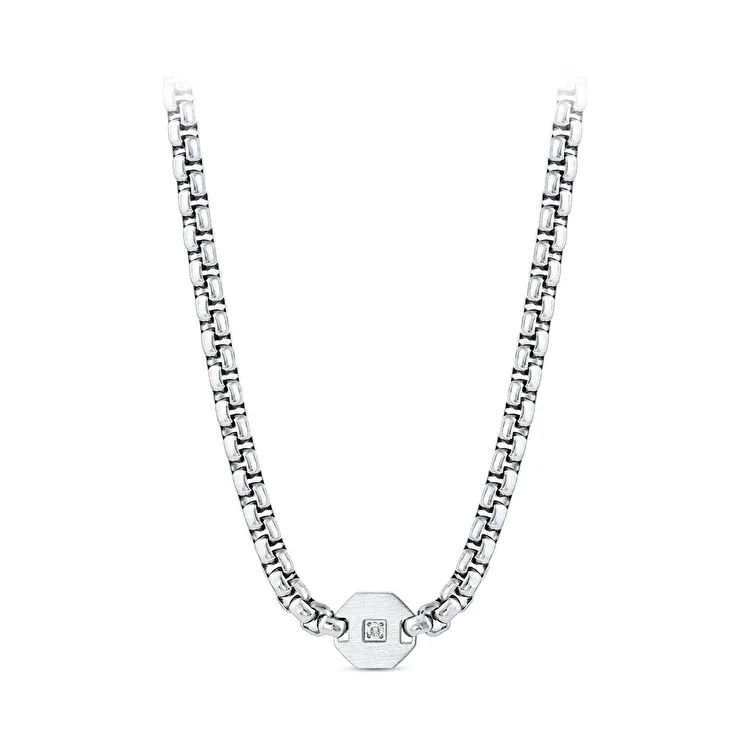 0.03 Carat Diamond Steel Men's Pendant - 1