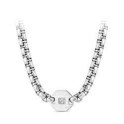 0.03 Carat Diamond Steel Men's Pendant - 3