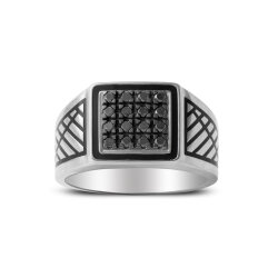 خاتم فضة رجالي مرصع بالألماس 0,30 قراط - Zen Diamond