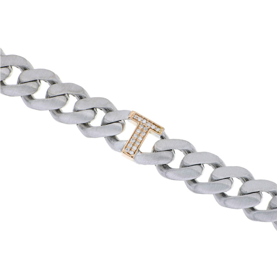 0.07 Carat Diamond Letter T Unisex Bracelet - 1