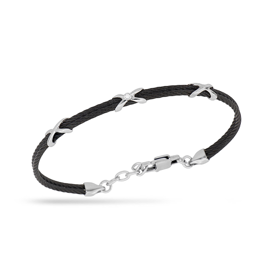 0.02 Carat Diamond Italian Stainless Steel Men's Bracelet - 1