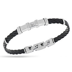 0.02 Carat Diamond Italian Stainless Steel Men's Bracelet - Zen Diamond