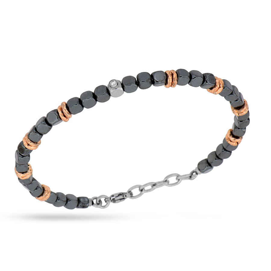 0.02 Carat Diamond Italian Stainless Steel Men's Bracelet - 1
