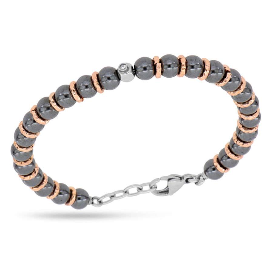 0.02 Carat Diamond Italian Stainless Steel Men's Bracelet - 1