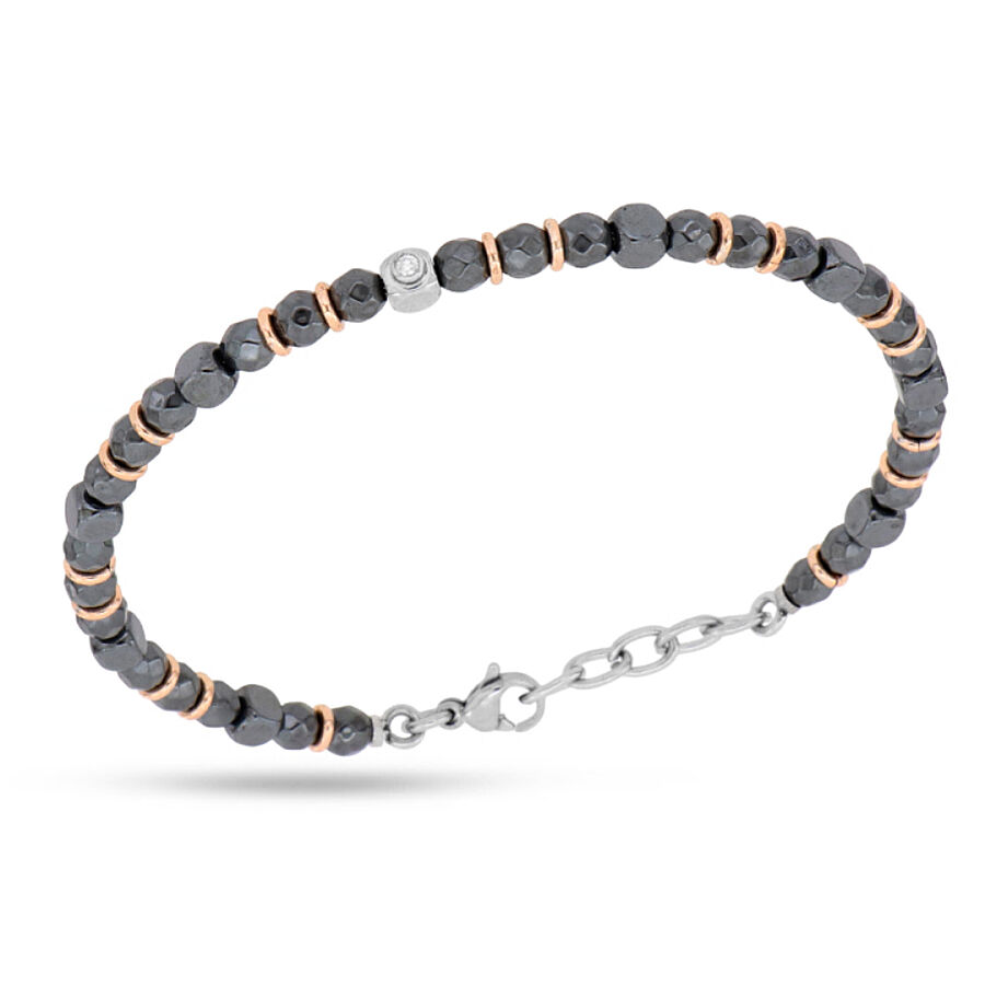 0.02 Carat Diamond Italian Stainless Steel Men's Bracelet - 1