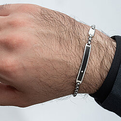 0.02 Carat Diamond Italian Stainless Steel Men's Bracelet - Zen Diamond
