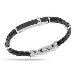0.02 Carat Diamond Italian Stainless Steel Men's Bracelet - Zen Diamond