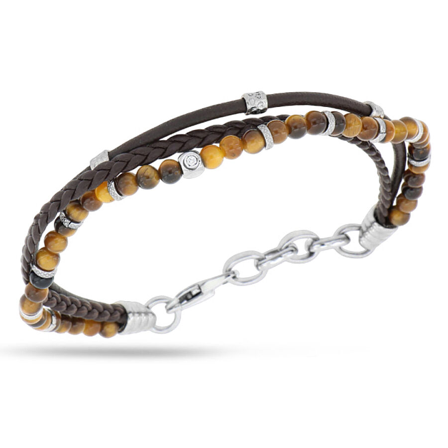 0.02 Carat Diamond Italian Stainless Steel Men's Bracelet - 1