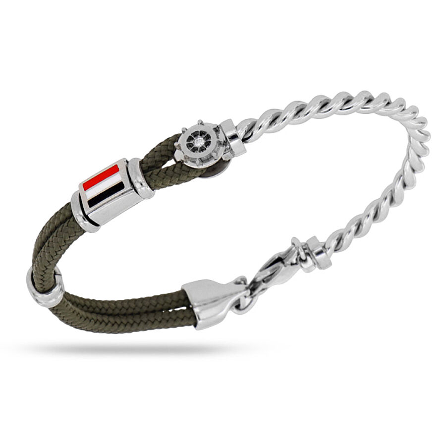 0.02 Carat Diamond Italian Stainless Steel Men's Bracelet - 1
