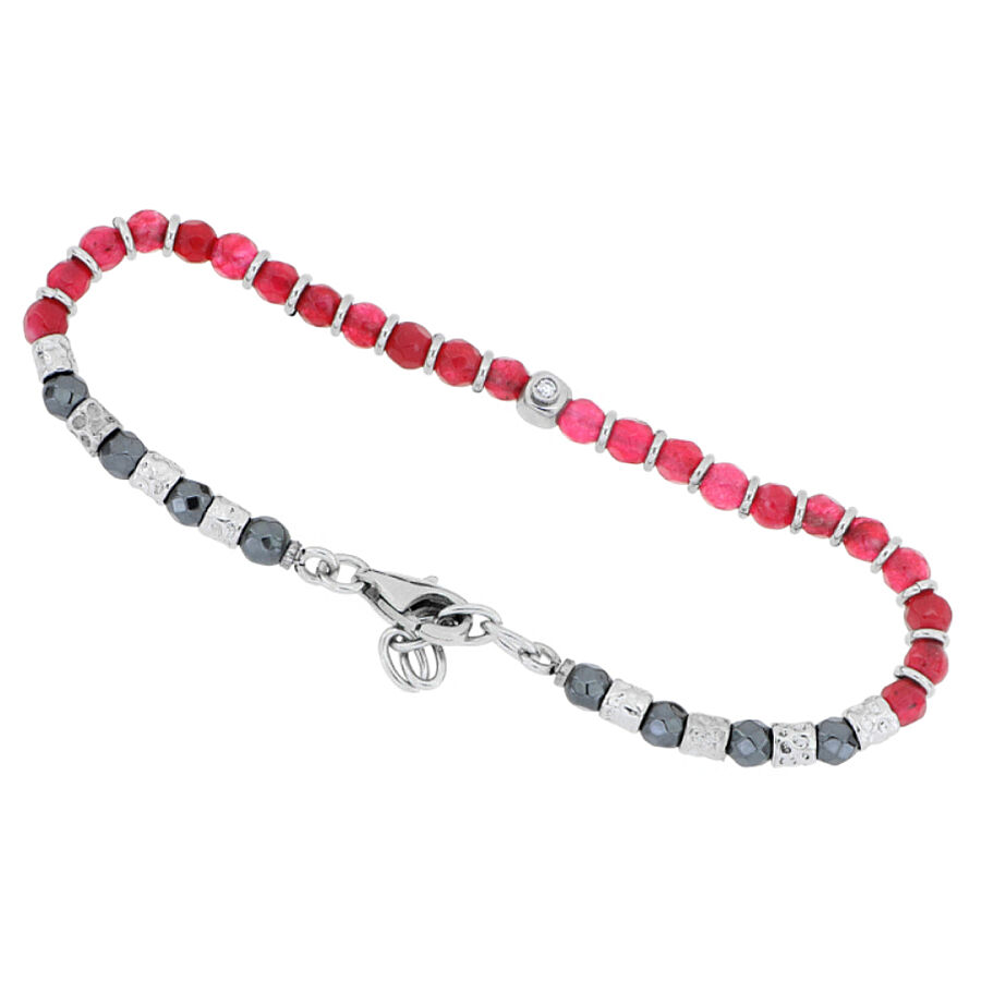 0.02 Carat Diamond Italian Stainless Steel Men's Bracelet - 1