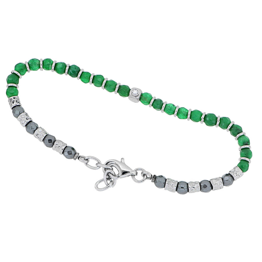 0.02 Carat Diamond Italian Stainless Steel Men's Bracelet - 1