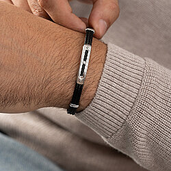 0.02 Carat Diamond Italian Stainless Steel Men's Bracelet - Zen Diamond