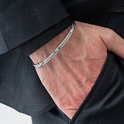 0.02 Carat Diamond Italian Stainless Steel Men's Bracelet - Zen Diamond