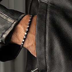 0.02 Carat Diamond Italian Stainless Steel Men's Bracelet - Zen Diamond