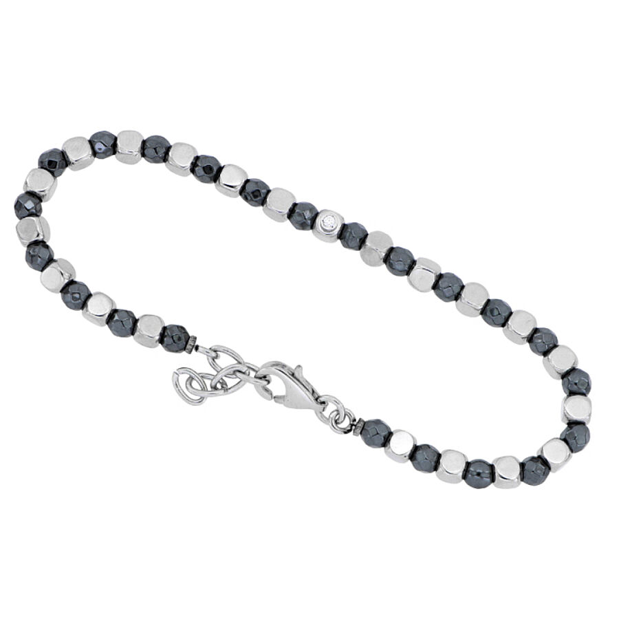 0.02 Carat Diamond Italian Stainless Steel Men's Bracelet - 1