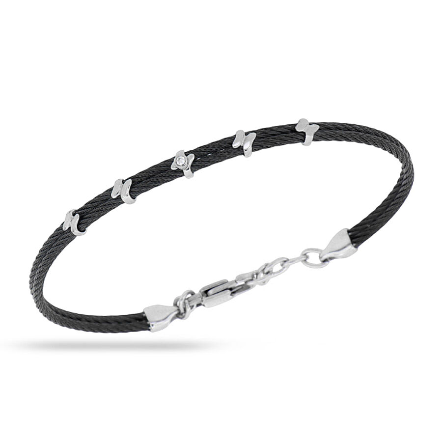 0.02 Carat Diamond Italian Stainless Steel Men's Bracelet - 1