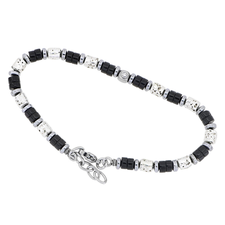 0.02 Carat Diamond Italian Stainless Steel Men's Bracelet - 1