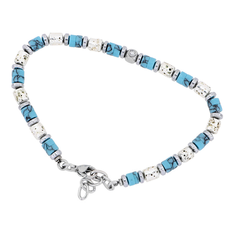 0.02 Carat Diamond Italian Stainless Steel Men's Bracelet - 1