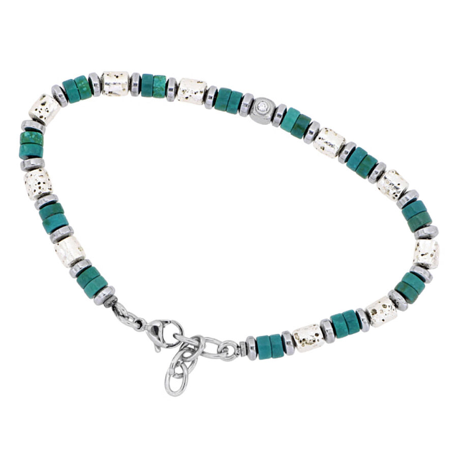 0.02 Carat Diamond Italian Stainless Steel Men's Bracelet - 1