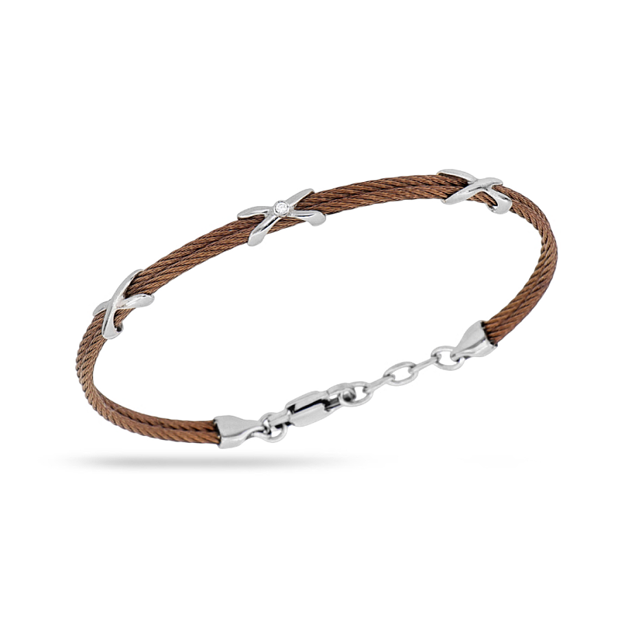 0.02 Carat Diamond Italian Stainless Steel Men's Bracelet - 1