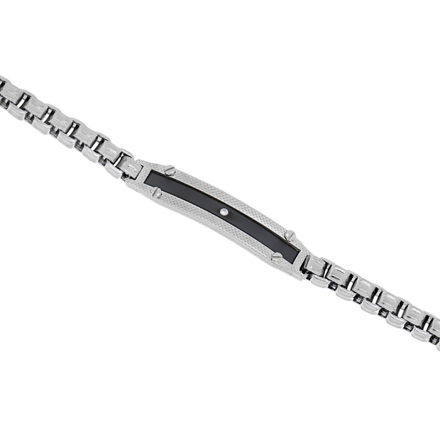 0.02 Carat Diamond Italian Stainless Steel Men's Bracelet - 1