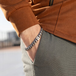 0.02 Carat Diamond Silver Letter D Men's Bracelet - 1