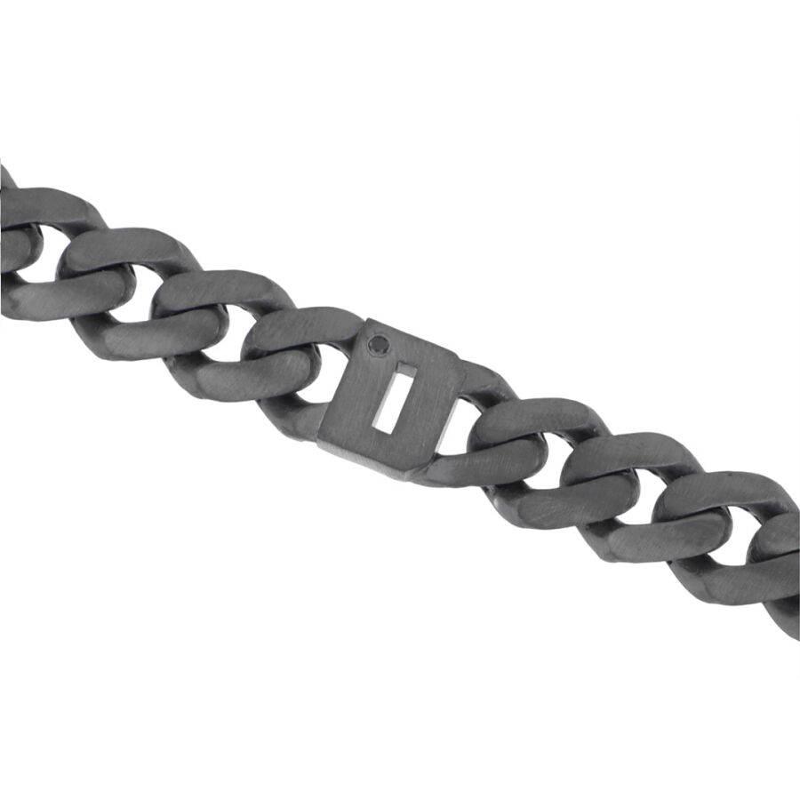 0.02 Carat Diamond Silver Letter D Men's Bracelet - 3