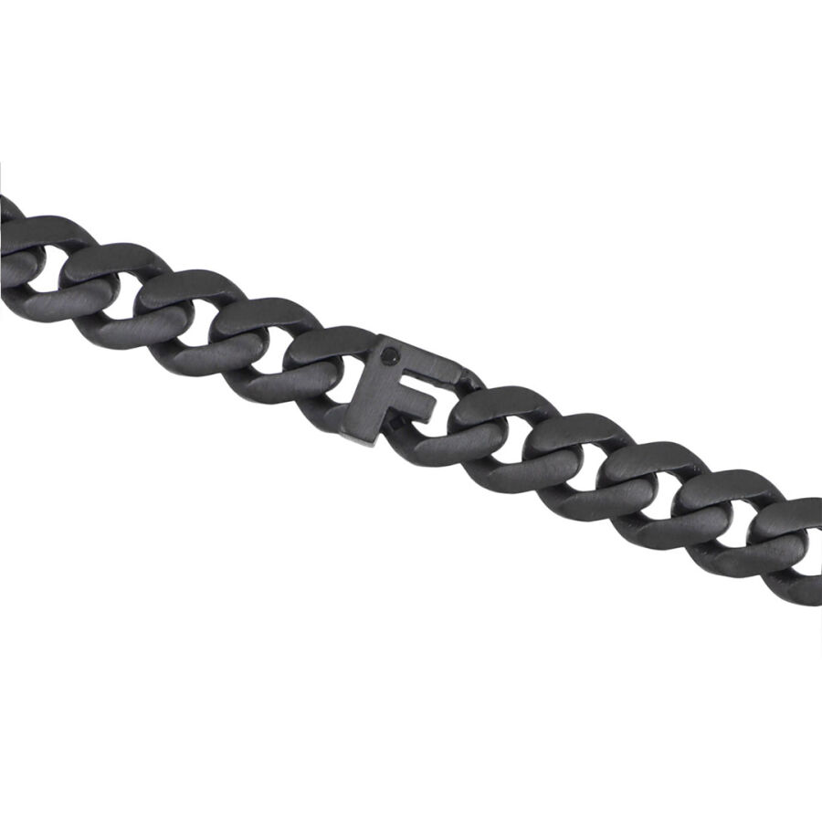 0.02 Carat Diamond Silver Letter F Men's Bracelet - 1