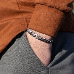 0.02 Carat Diamond Silver Letter F Men's Bracelet - Zen Diamond