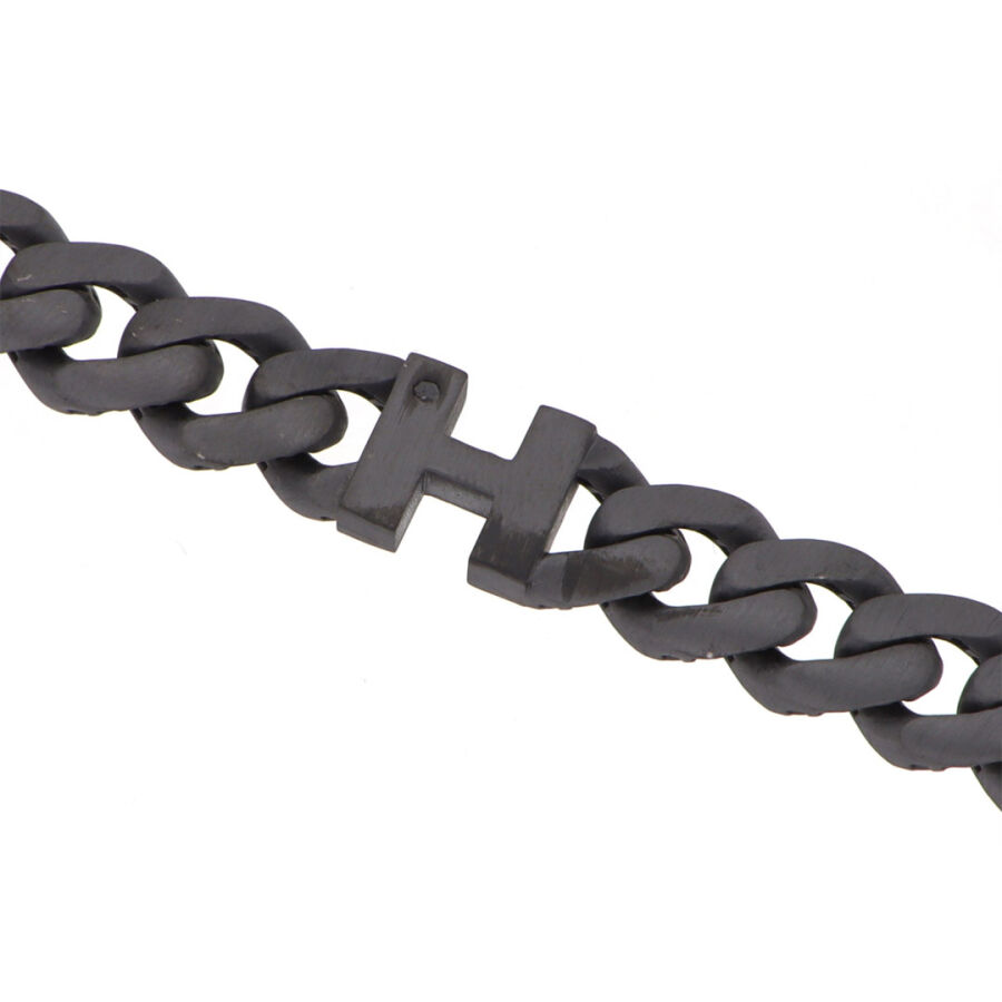 0.02 Carat Diamond Silver Letter H Men's Bracelet - 3