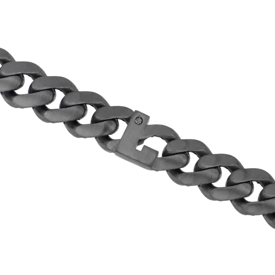 سوار فضة رجالي حرف L مرصع بالألماس 0,02 قيراط - 1