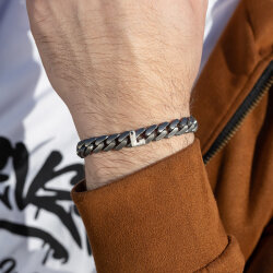 0.02 Carat Diamond Silver Letter L Men's Bracelet - Zen Diamond