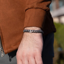 0.02 Carat Diamond Silver Letter L Men's Bracelet - 2