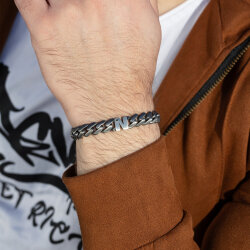 0.02 Carat Diamond Silver Letter N Men's Bracelet - 1