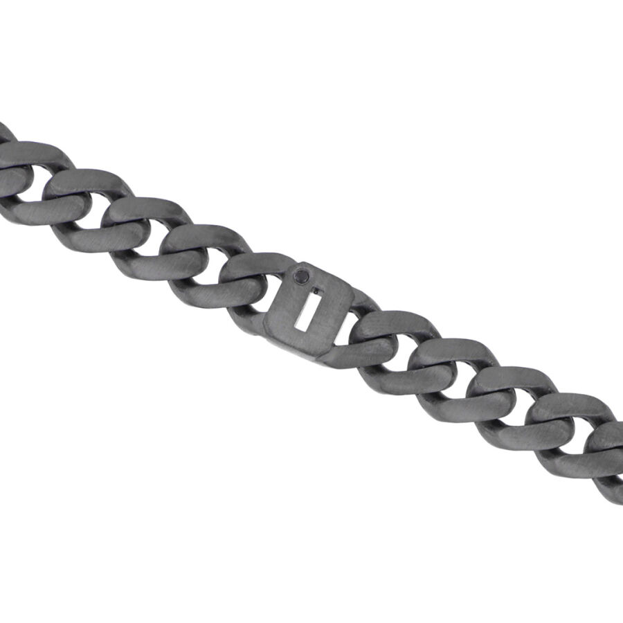 0.02 Carat Diamond Silver Letter O Men's Bracelet - 3