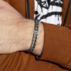 0.02 Carat Diamond Silver Letter O Men's Bracelet - 1