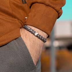 0.02 Carat Diamond Silver Letter Y Men's Bracelet - Zen Diamond