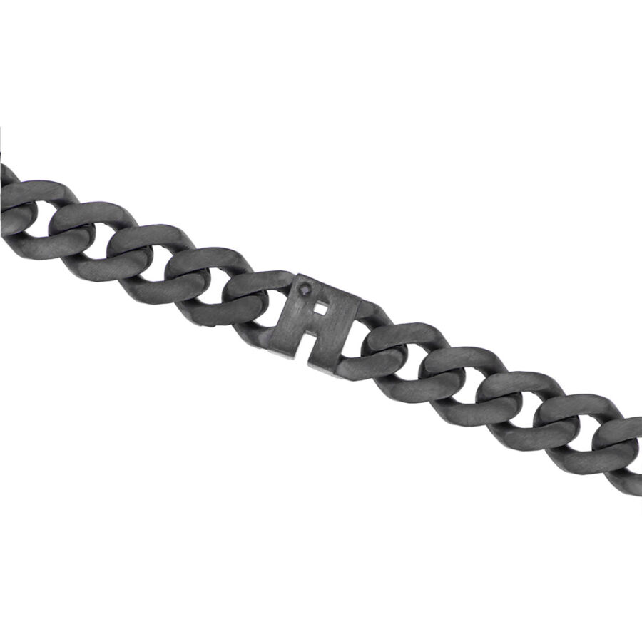 0.02 Carat Diamond Silver Letter A Men's Bracelet - 3
