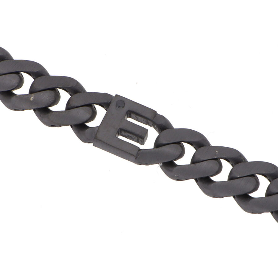 0.02 Carat Diamond Silver Letter E Men's Bracelet - 1