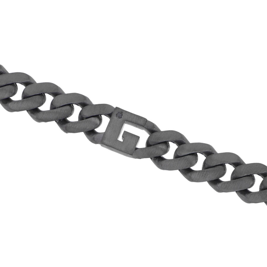 0.02 Carat Diamond Silver Letter G Men's Bracelet - 3