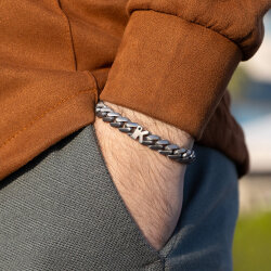 سوار فضة رجالي حرف K مرصع بالألماس 0,02 قيراط - 1