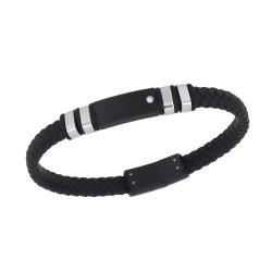 0.02 Carat Diamond Stainless Steel Man Bracelet - Zen Diamond